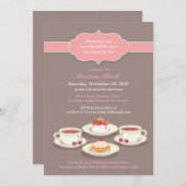 Tea Party Vrijgezellenfeest Platte Uitnodiging (Voorkant / Achterkant)