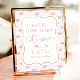 Tea Party Vrijgezellenfeest Raad eens hoeveel kuss Poster