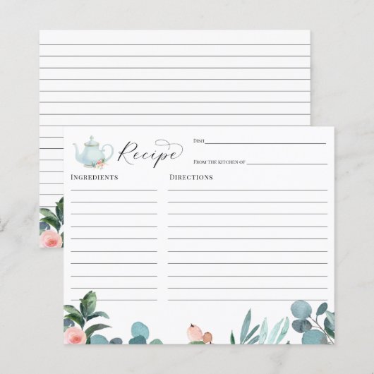 Tea Party Vrijgezellenfeest Recipcard (Voorkant / Achterkant)