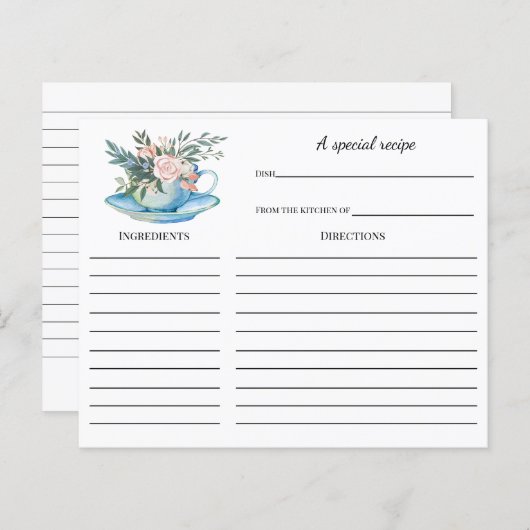 Tea Party Vrijgezellenfeest Recipcard (Voorkant / Achterkant)