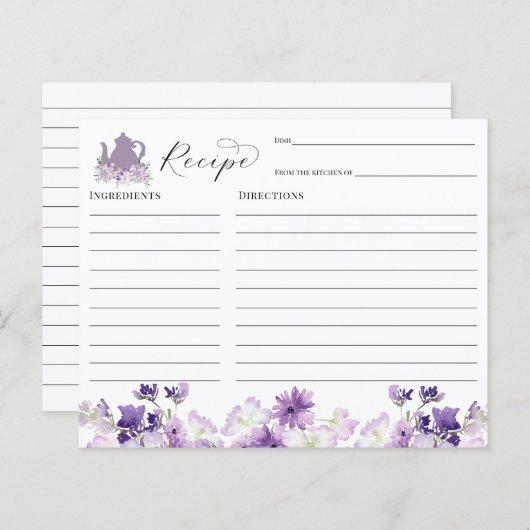 Tea Party Vrijgezellenfeest Recipcard (Voorkant / Achterkant)