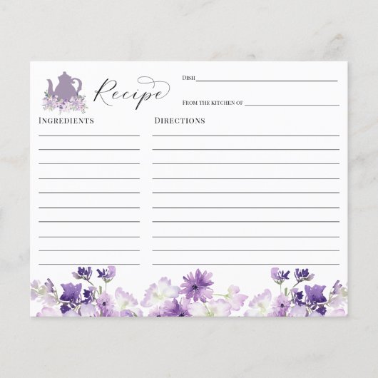 Tea Party Vrijgezellenfeest Recipcard (Voorkant)