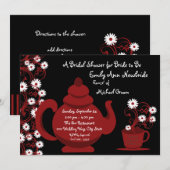 Tea Party Vrijgezellenfeest Rood Zwart Kaart (Voorkant / Achterkant)