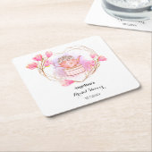 Tea Party Vrijgezellenfeest Roze Wit Bloemen Kartonnen Onderzetters (Schuin)