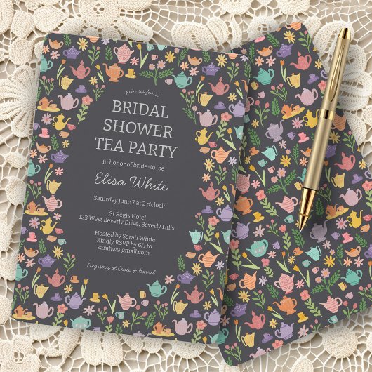 Tea Party Vrijgezellenfeest Schattige Kleurrijke C Kaart