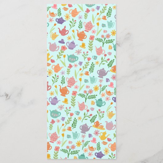 Tea Party Vrijgezellenfeest Schattige Kleurrijke C Menu (Achterkant)