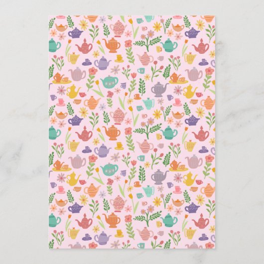 Tea Party Vrijgezellenfeest Schattige Kleurrijke C Menu (Achterkant)