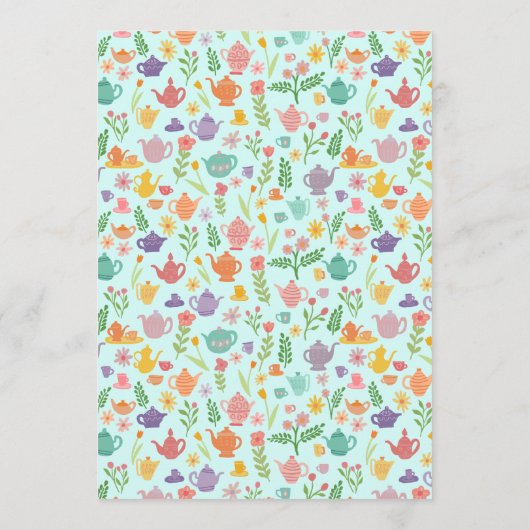 Tea Party Vrijgezellenfeest Schattige Kleurrijke C Menu (Achterkant)