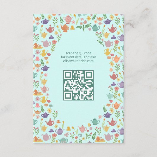 Tea Party Vrijgezellenfeest Schattigee CUSTOM QR C Informatiekaartje (Voorkant)