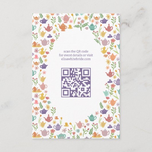 Tea Party Vrijgezellenfeest Schattigee CUSTOM QR C Informatiekaartje (Voorkant)