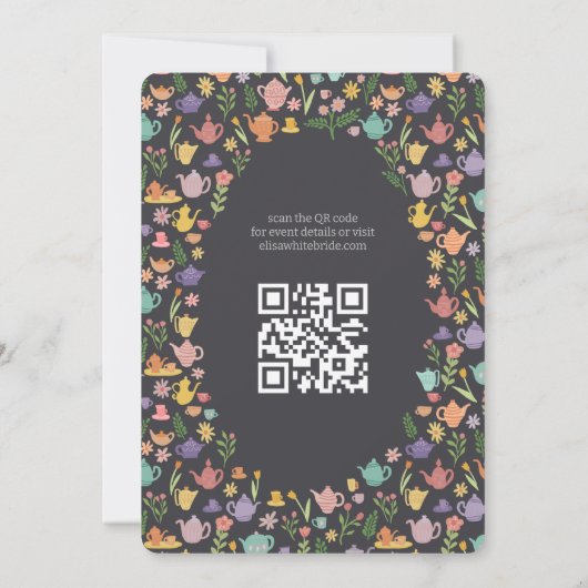 Tea Party Vrijgezellenfeest Schattigee CUSTOM QR C Kaart (Achterkant)