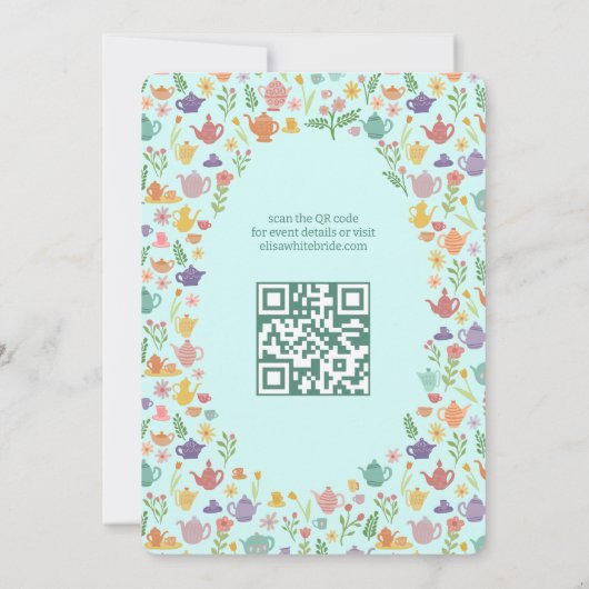 Tea Party Vrijgezellenfeest Schattigee CUSTOM QR C Kaart (Achterkant)