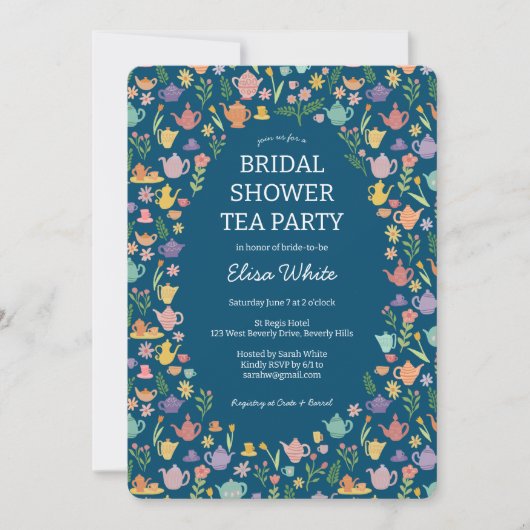 Tea Party Vrijgezellenfeest Schattigee CUSTOM QR C Kaart (Voorkant)