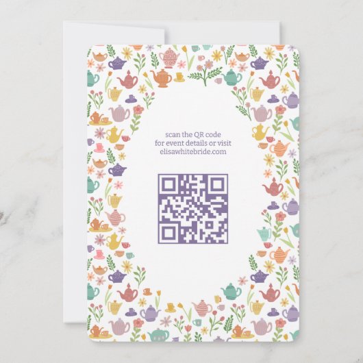 Tea Party Vrijgezellenfeest Schattigee CUSTOM QR C Kaart (Achterkant)