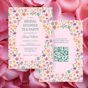 Tea Party Vrijgezellenfeest Schattigee CUSTOM QR C Kaart