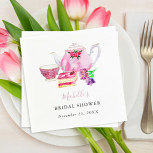 Tea Party Vrijgezellenfeest Teapot Dusty Roos Roze Servet