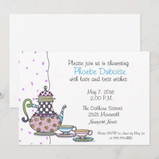 Tea Party - Vrijgezellenfeest - uitnodiging (Voorkant / Achterkant)