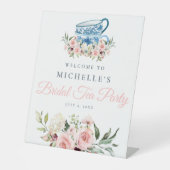 Tea Party Vrijgezellenfeest Welkomstteken Reclamebord Met Voetstuk (Voorkant)