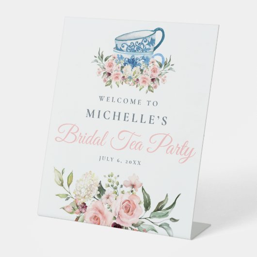 Tea Party Vrijgezellenfeest Welkomstteken Reclamebord Met Voetstuk (Voorkant)