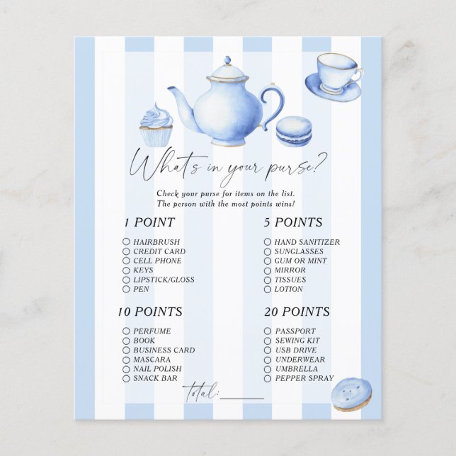 Tea party - Wat zit er in je portemonnee spel (Voorkant)