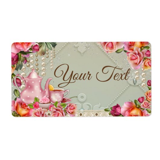 Tea Party Water Flesjes Etiketten (Voorkant)