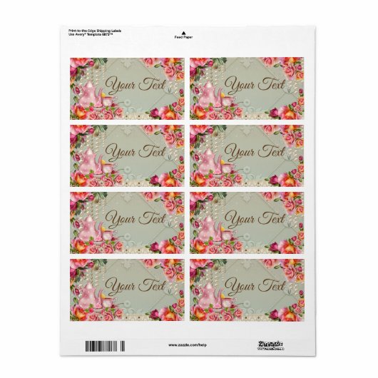 Tea Party Water Flesjes Etiketten (Full Sheet)