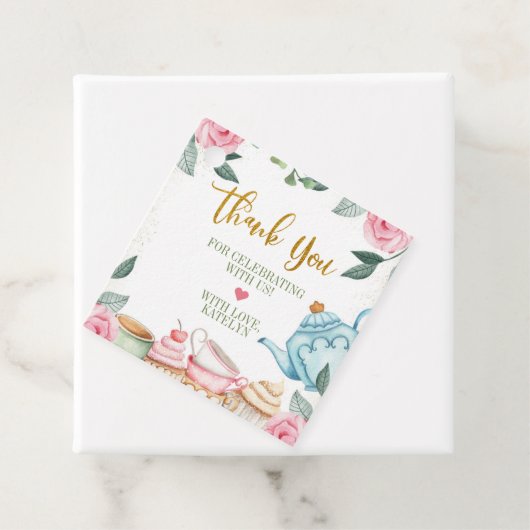 Tea Party Waterverf Bloemenfeest Bedankjes Labels (In situ)