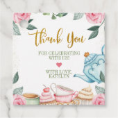 Tea Party Waterverf Bloemenfeest Bedankjes Labels (Voorkant)