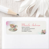 Tea Party Waterverf roze gouden vrijgezellenfeest Etiket (Insitu)