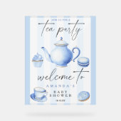 Tea Party Welkom jongen baby shower feest Acryl Bord (Voorkant)