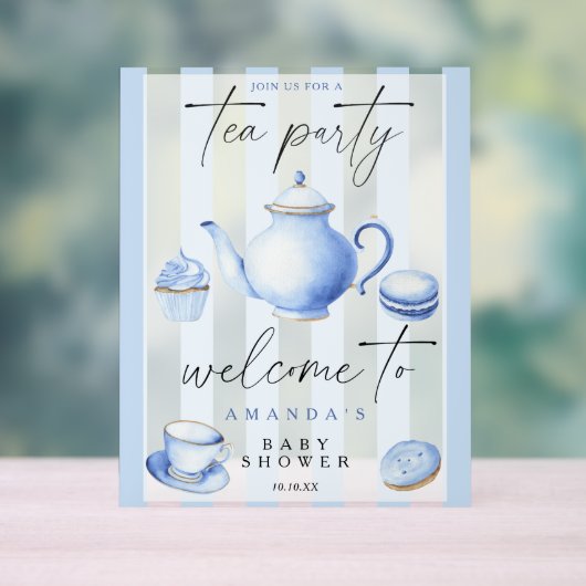 Tea Party Welkom jongen baby shower feest Acryl Bord (Neutraal)