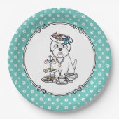 Tea Party Westie Dog West Highland White Terrier Papieren Bordje (Voorkant)