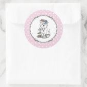 Tea Party Westie Dog West Highland White Terrier Ronde Sticker (Tas)
