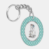 Tea Party Westie Dog West Highland White Terrier Sleutelhanger (Voorkant Links)