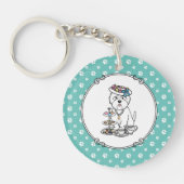 Tea Party Westie Dog West Highland White Terrier Sleutelhanger (Voorkant)