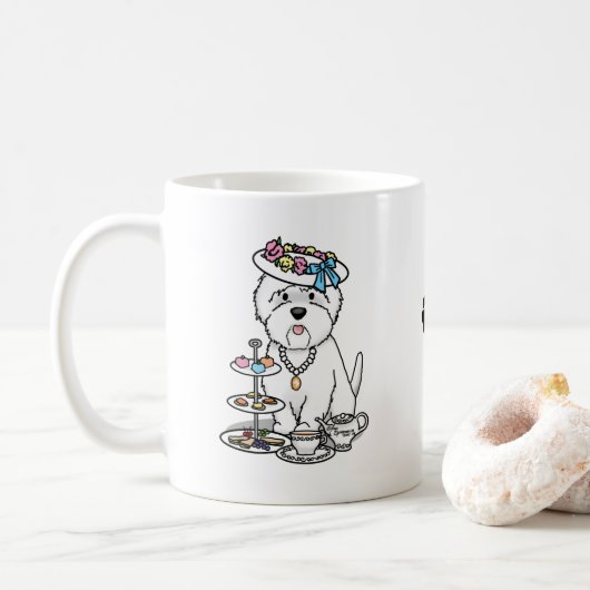 Tea Party Westie - West Highland White Terrier Koffiemok (Met donut)