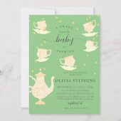 Tea Party Whimsical Yellow Boho Lace Baby shower Kaart (Voorkant)