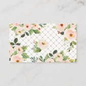 Tea Party White Blush Floral Diaper Raffle Ticket Informatiekaartje (Achterkant)