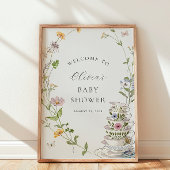 Tea Party Wildflower Baby shower Welkom Poster