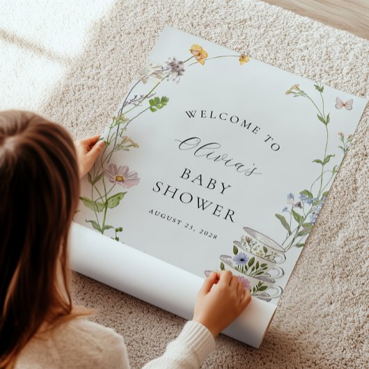 Tea Party Wildflower Baby shower Welkom Poster