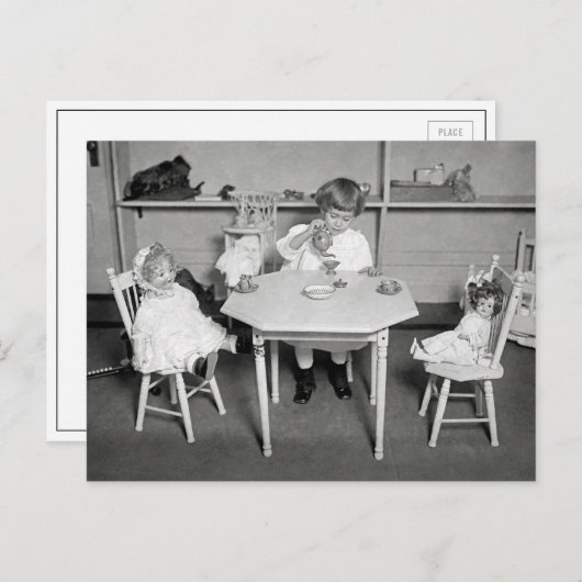 Tea Party with Dolls, 1923 Briefkaart (Voorkant / Achterkant)