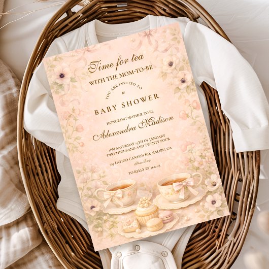 Tea Party With Mom-to-Be Baby Shower Kaart