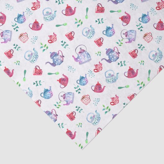 Tea Party Wonderland Waterverf Pastel Pattern Tissuepapier (Detail)