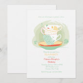 Tea Please Party Invitation Kaart (Voorkant / Achterkant)