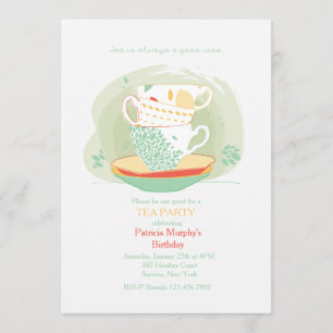 Tea Please Party Invitation Kaart