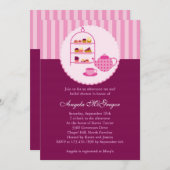 Tea Pot and Pastries Bridal Shower Invitation Kaart (Voorkant / Achterkant)