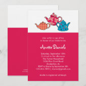 Tea Pot Bridal Shower Invitation Kaart (Voorkant / Achterkant)