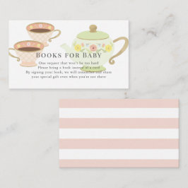 Tea Pot & Cups Tea Party Baby shower Book Request Informatiekaartje