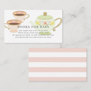Tea Pot & Cups Tea Party Baby shower Book Request Informatiekaartje
