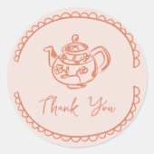 Tea Pot Doodle Dank u voor uw gunst Ronde Sticker (Voorkant)